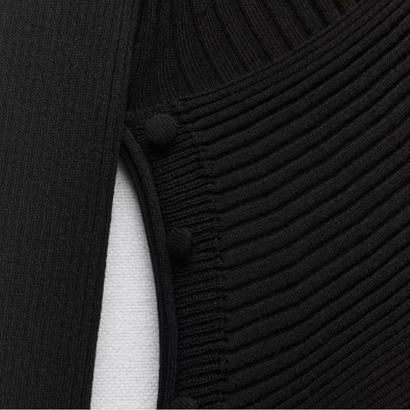 ZARA Black Buttoned Knit Mini Dress - Picture 5 of 8